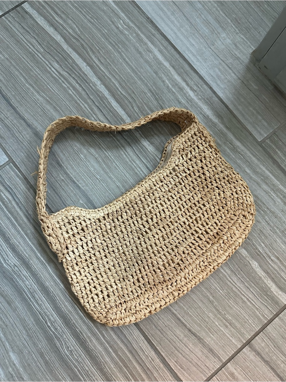 Woven Straw Shoulder Bag - Natural